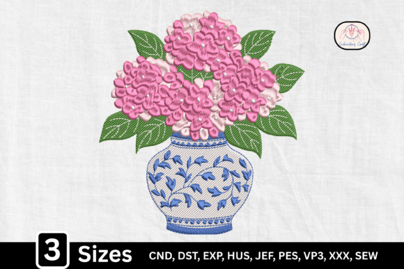 Pink Hydrangea Vase Embroidery Design Review
