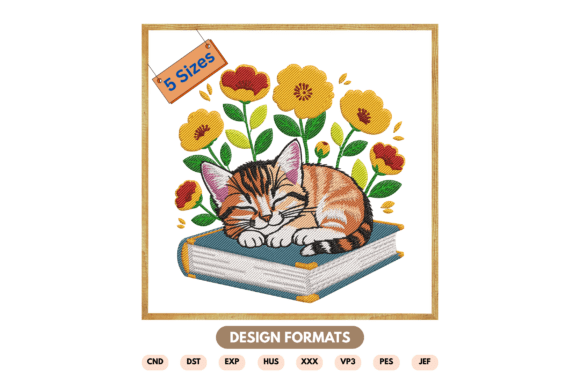 Sleeping Cat on Book Embroidery Design: A Craft Fair Review